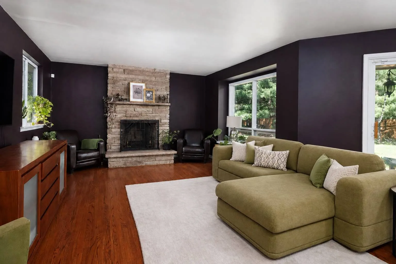 Spacious living room with fireplace at Princeton NJ vacation rental